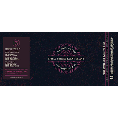 (空輸) スリーサンズ / トリプルバレルセクシーセレクト2026 (Triple BA Barleywine) 500ml瓶 [3 Sons Brewing Company / Triple Barrel Sxxxy Select 2026]