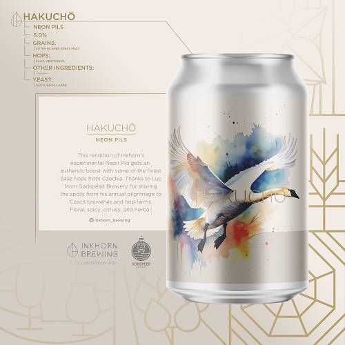 インクホーン x ゴッドスピード / 白鳥 (Neon Pils) 355ml缶 [Inkhorn x Godspeed / Hakuchō]