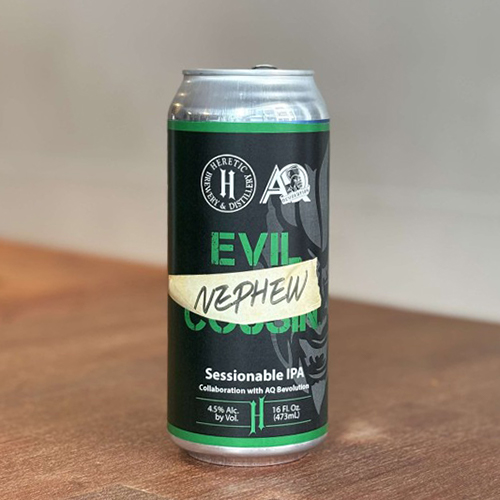 ヘレティック x AQベボリューション / イーヴルネフュー (Sessionable IPA) 473ml缶 [Heretic Brewing x AQ Bevolution / Evil Nephew]